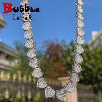 Bubble Letter Baguette Crushed Heart Necklace for Women  Iced Out Choker Micro Pave Prong Setting Hip Hop Jewelry Fashion Chain Necklaces