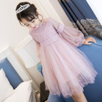 Girl Dresses Long Sleeve Princess 2020 Spring Summer Kids Lace Sweet Pruple and White Children Dress  by Hs2023