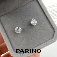 Classic Earrings ขนาดเพชร 0.75 ct 6mm. แนะนำต่างหูเพชร CZ (ฟรีกล่องต่างหู) ต่างหูแป้น ตัวเรือนเงิน