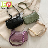 ifashionbagshop(IF1287) กระเป๋าสะพายไหล่PUมีลาย กระเป๋าสะพายไหล่ กระเป๋าถือ