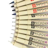 1PCS Pigment Liner Pigma Micron Ink Marker Pen 0.05 0.1 0.2 0.3 0.4 0.5 0.6 0.8 Different Tip Black Fineliner Sketching PensHighlighters  Markers