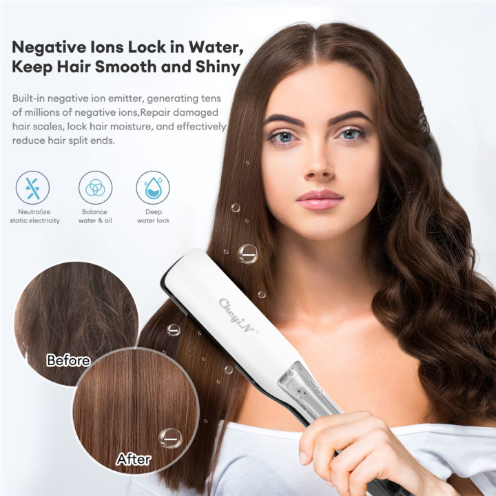 ckeyin-40mm-professional-hair-straightener-steam-spray-ความร้อนอย่างรวดเร็วไอออนลบเหล็กแบนพร้อมอุณหภูมิที่ปรับได้