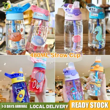 Shop 480ml Kids Cartoon Straw Cup with great discounts and prices