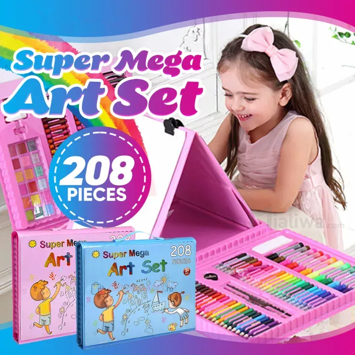 208 Pcs Kid Draw Set Colored Pencil Crayon