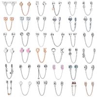 ﹉✲▩ New Fashion Charm Original Safety Chain Combination Collection For Original Pandora Ladies Bracelet Jewelry Accessories Gift