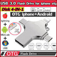 4 In 1 อ่านการ์ดหลายฟังก์ชั่น Micro USB + Type-C + Lighing + แฟลชไดรฟ์ USB 3.0 USB Stick Flash Memory USB สำหรับ iOS Android สำหรับแล็ปท็อป PC