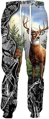 VIZANLY Deer Hunting Sweatpants 3D Printing Pants Mens Womens Harajuku Jogging Pants Street Casual Pants Trousers XL