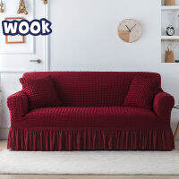 WOOK Sofa Cover High Stretch Seersucker Skirt All Inclusive Cover Soft Machine Washable Sofa Cover 1 2 3 Seat Chinese 2023 New Year