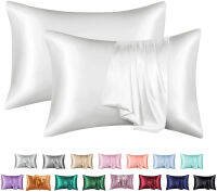 [COD] หมอนซองจดหมายผ้าไหมเทียมสีทึบ pillow cases หมอนคู่หลากสี