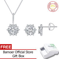 BAMOER S925 D VVS1 2.0CT EX Moissanite จี้สร้อยคอและต่างหูชุดเครื่องประดับสำหรับผู้หญิงงานหมั้นงานแต่งงานเครื่องประดับ ZHS302ของขวัญTH