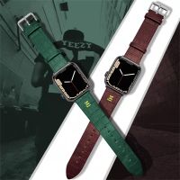 ☞ Advance Personalise Letters Leather Band For Apple Watch Strap Series 7 6 SE 5 4 3 2 1 Soft Band For iWatch 41 45 38 40 42 44 MM