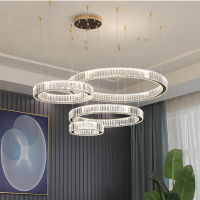 Modern Luxury Foyer Led Pendant Lights Steel Circles Suspend Light Living Room Lustre Chandelier Lighting Led Luminarias Fixture