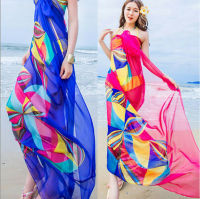 ผู้หญิง Cover-Ups ขายร้อนดอกไม้พิมพ์ผู้หญิงเซ็กซี่ชีฟองบิกินี่ Cover Up Beach ชุดว่ายน้ำชุดผ้าพันคอ Pareo Sarong Wrap