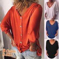 （A Beautiful） Fashionblouses 2022ยุโรป AndWomen เสื้อผ้าคอ V ค้างคาว3/4แขน BackT-Shirt ผู้หญิงด้านบนผ้าฝ้าย