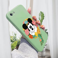 GGK พวงมาลัยการ์ตูนสำหรับ iPhone 5 iPhone 5S,เคสโทรศัพท์มิกกี้ปลอกซิลิโคนน้ำทรงสี่เหลี่ยมดั้งเดิมคลุมทั้งหมดเคสป้องกันทนแรงกระแทกกล้อง