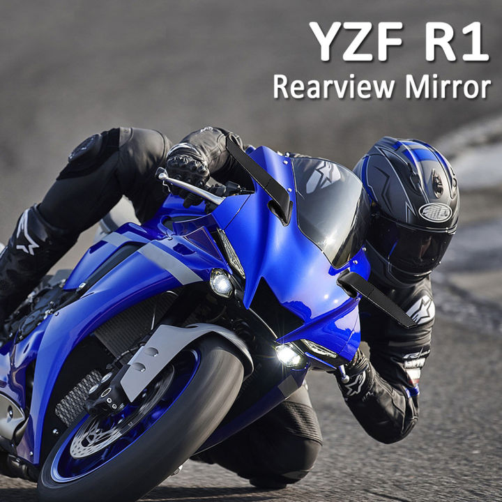 กระจกรถจักรยานยนต์ดัดแปลงลมปีกปรับหมุนกระจกมองหลังอุปกรณ์เสริมสำหรับ-yamaha-yzfr1-yzf-r1