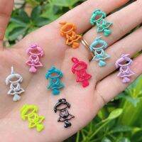 20Pcs Friendship Charm Boy and Girl Family Charm Neon Yellow Black Pink Enamel Coating Child Pendant Necklace Accessory