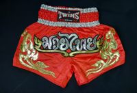 กางเกงมวย Twins Special Thai Boxing Shorts - Red/Gold Tattoo