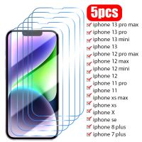 ✜ 5PCS Tempered Glass For iPhone 14 13 12 11 Pro Max Mini Screen Protector for iPhone 14 8 7 6 6S Plus X XR XS Max SE 2022 Glass