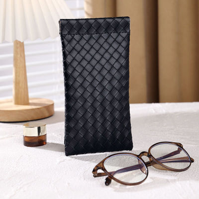 Luhuiyixxn 1ชิ้นกระเป๋าทอแว่นตากล่องแว่นตากันแดดแบบพกพากันน้ำแว่นตาหนัง PU ถุงเก็บของฝาครอบป้องกัน