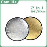 Camlite 60ซม. Reflector 2 In 1พับสีเงิน Golden Studio กล้องแฟลช Photo Disc Diffuers Reflector Photography