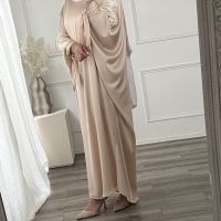【YF】 Ramadan Batwing Abaya Dubai Turkey Hijab Dress Muslim Prayer Clothes Satin Abayas for Women Moroccan Kaftan Saudi Jilbab