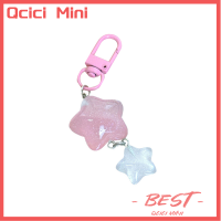 Qcici พวงกุญแจรูปดาวเจลลี่น่ารักๆสำหรับ Tas Ransel Anak Perempuan เคสหูฟังเสน่ห์อุปกรณ์ประดับตกแต่งของขวัญคู่รักที่สร้างสรรค์