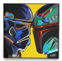 Stormtrooper &amp; Boba Fett สตอร์มทรูปเปอร์ โบบาเฟต Star Wars สตาร์วอร์ รูปภาพ​ติด​ผนัง​ pop art พร้อมกรอบและที่แขวน แต่งบ้าน ของขวัญ กรอบรูป​ รูปภาพ