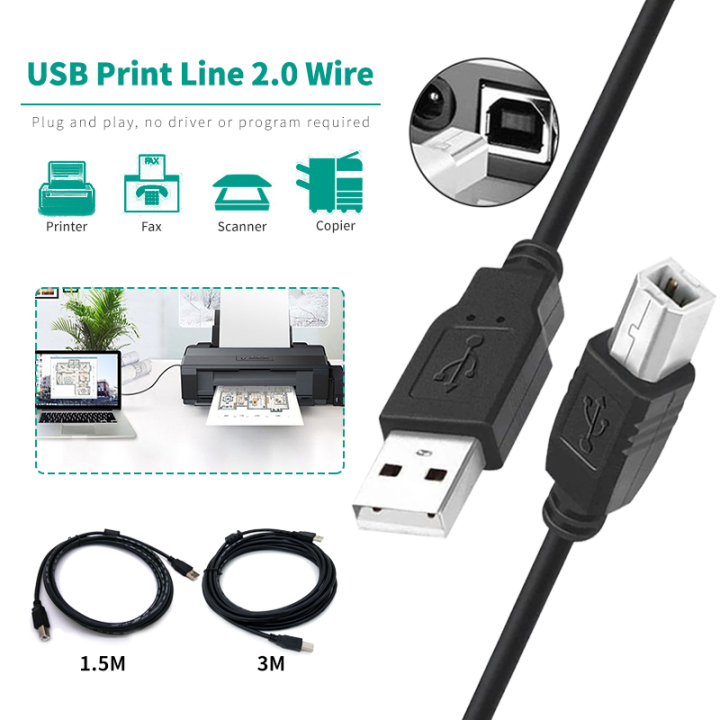 USB To Type B Printer Cable 3M/1.5M USB 2.0 Printer Cable 480Mbps Type ...