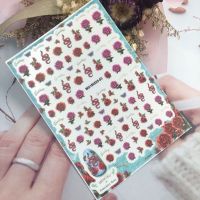 1PCS 5D Simulation Thin Transparent Adhesive Art Rose Flower Nail Sticker Red Snake Nail Sticker Nail Decoration Decal