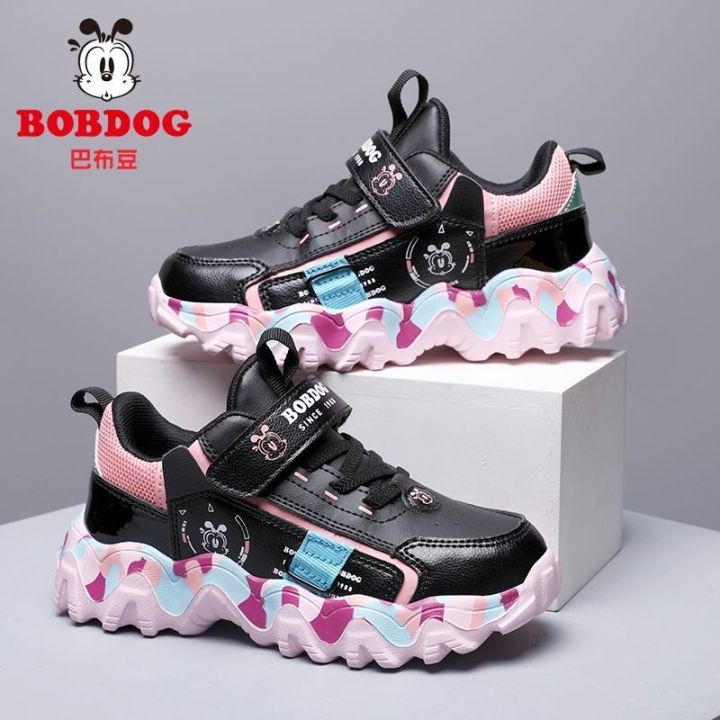 รองเท้ากีฬาเด็กผู้หญิง-babudou-รองเท้าเจ้าหญิงผ้าฝ้ายสองตัวหนังกันน้ำสำหรับเด็กวัยกลางและใหญ่บวกกำมะหยี่หนาพิเศษรองเท้าวิ่งผ้าฝ้ายขนาดใหญ่แฟชั่น