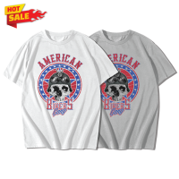 AMERICAN BIKER GANG เสื้อยืดแขนสั้นคอกลม Cotton 100% สกรีนลาย