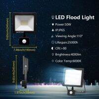 โคมไฟกันน้ำไฟ Led อัตโนมัติระบบเหนี่ยวนำเซ็นเซอร์ตรวจจับการเคลื่อนไหว50W ไฟแสงขาว Ip44 6000K โคมไฟกันน้ำสำหรับการเหนี่ยวนำร่างกายมนุษย์