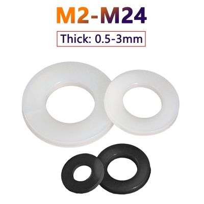 M2-M24 Plastic Nylon PP Flat Washer Plane Spacer Insulation Gasket Ring for Screw M2.5 M3 M4 M5 M6 M8 M10 M12 M14 M16 M18 M22 Nails  Screws Fasteners