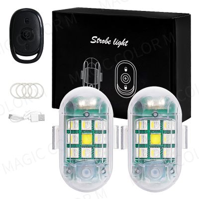 ❀✽ 2PCS Wireless LED Strobe Light Remote Control Warning Lamp Flash Indicator Anti-collision For Car Auto Motorcycle Drone Cruise