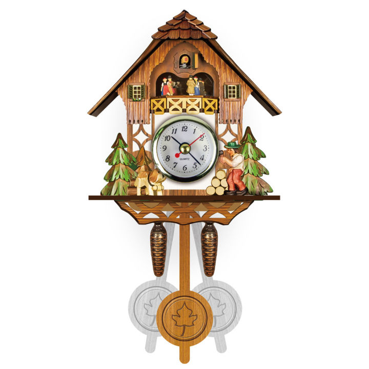 นาฬิกาแขวน-นกนกกาเหว่า-เสียงนกกาเหว่า-นาฬิกาปลุก-นาฬิกานอร์ดิก-นาฬิกาห้องนั่งเล่นไม้-clockpengluomaoyi