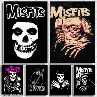 ได้♣Misfits โปสเตอร์ยอดนิยมดนตรีร็อคพังก์สยองขวัญผ้าใบวาดภาพรูปภาพศิลปะผนังโปสเตอร์ย้อนยุคพิมพ์สำหรับการตกแต่งบ้านห้องนอนบาร์คลับ