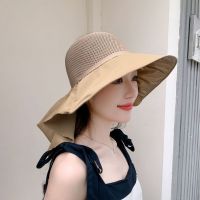 Summer New Hats Womens Knitted Shawl Sun Hat Outdoor Sun Protection Uv Protection Bow Big Corned Sun Hat