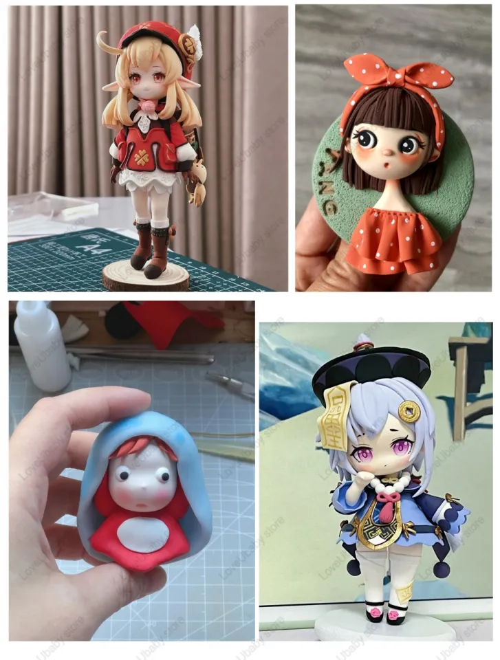 The Long Hair Beauty Girl Cartoon Cute Anime Figure Clay Charms DIY Cake  Decoration Key Chain Pendant Figma Girl Heart Gift Doll - AliExpress