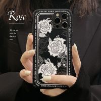 เคส iphone เคสไอโฟน ย้อนยุค ดอกกุหลาบ ร่างดอกกุหลาบ วัสดุหนัง+ TPU soft Case For iPhone 11 Pro Max X Xr Xs Max 7 8 Plus Se 2020 12 pro max 12 mini 13 pro max 13 mini