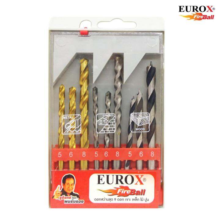 eurox-ชุดดอกสว่าน-9-ดอก-สำหรับ-เจาะเหล็ก-เจาะปูน-เจาะไม้-ครบเซ็ทในกล่องเดียว