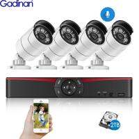 Gadinan ชุด5.0MP 4CH POE NVR H.265 + ระบบรักษาความปลอดภัยของกล้องวงจรปิด3MP 5MP ไมโครโฟนกันน้ำกล้อง IP ชุดเฝ้าระวังวิดีโอกลางแจ้ง