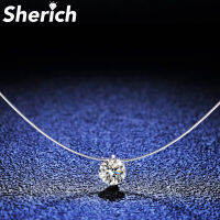 Sherich 1ct Moissanite Diamond S925 Sterling Silver Invisible Transparent Fishing Line Clavicle Chain Necklace Womens Jewelry2023