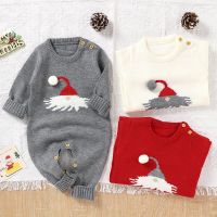 0-24M Baby Christmas Clothes Baby Rompers Knit Merry Christmas Santa Hat Long Sleeve Baby Jumpsuits Festival Cute Baby Playsuit