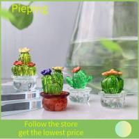 PIEPING 4Pcs สร้างสรรค์และสร้างสรรค์ เรซิน เดสก์ท็อป ของตกแต่งบ้าน การตกแต่งด้วยรูปแกะสลักกระบองเพชร ต้นไม้เล็กๆ เครื่องประดับภายในรถ