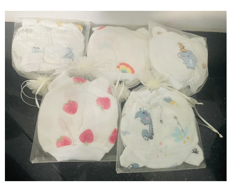Set nón bao tay chân vải xô cho bé sơ sinh - ảnh sản phẩm 1