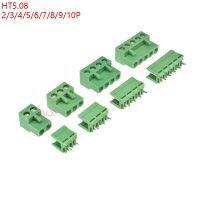 10ชุด Ht5.08ขั้วต่อเทอร์มินอลบล็อกแบบสกรูพิน5.08มม. ปลั๊กพินสำหรับ Pcb 2/3/4/5/6/7/8/9สำหรับ Pcb 2P 3P 4P