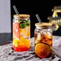 【CW】❦✆❉  400ml/540ml Glass Cup With Lid and Transparent Juice Beer Can Mocha Cups Mug Drinkware