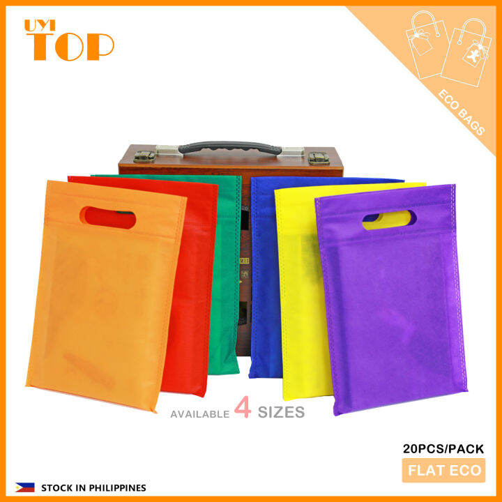 20pcs Flat Eco Bag Plain reusable hand bag Nonwoven Pouch hole
