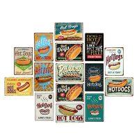 20x30cm Hot Dogs Tin Sign Hotdog Metal Poster Plaque Fast Food Hotel Wall